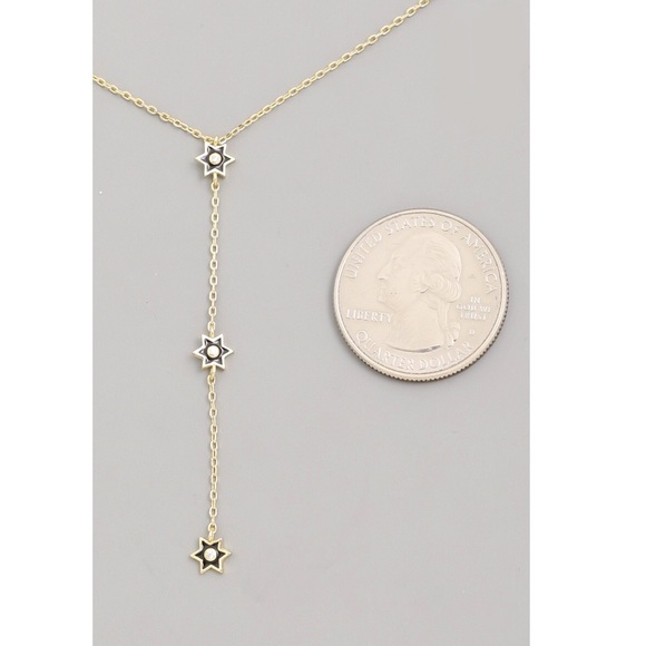 Gold Vermeil Lariat Star Pendant Coin Necklace - Picture 5 of 6